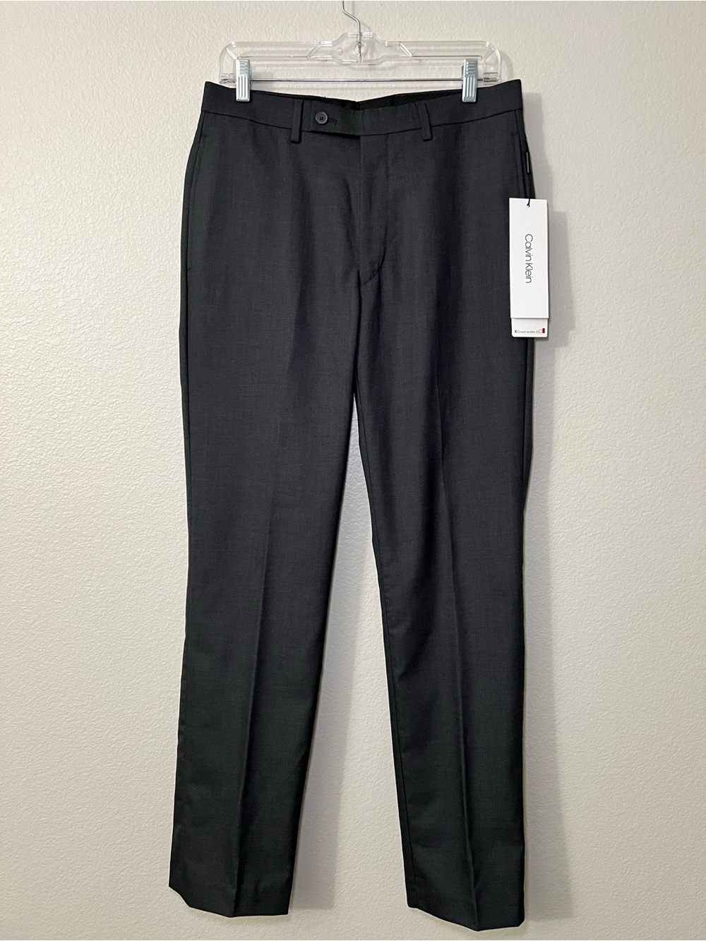 Calvin Klein X Slim Fit Dress Pants Mens 32x32 Charcoal Gray Flat Front NWT